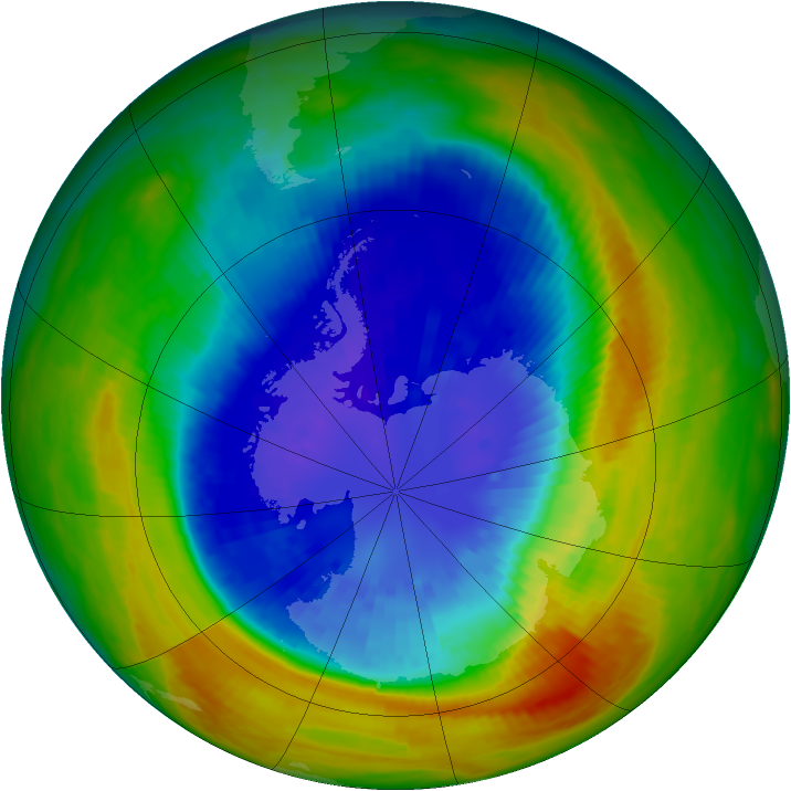 Antarctic ozone map for 11 September 2002